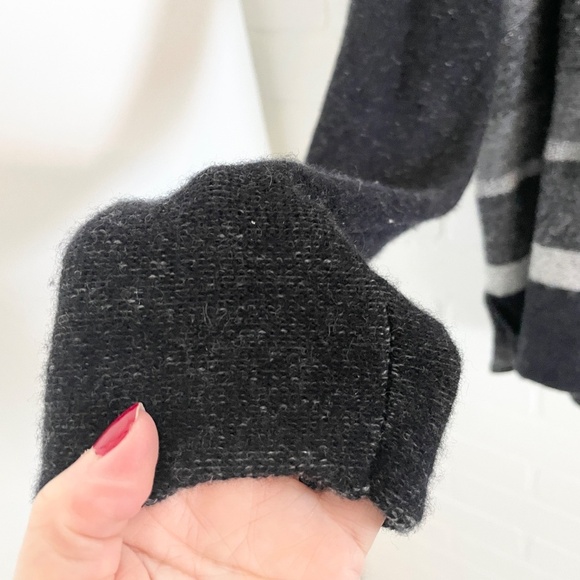 Vince Knit sweater Cashmere Wool Striped Boatneck Pullover Gray M Oversized - Picture 6 of 9